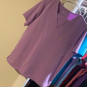 FIGS Women's V-Neck Scrub Top in Purple